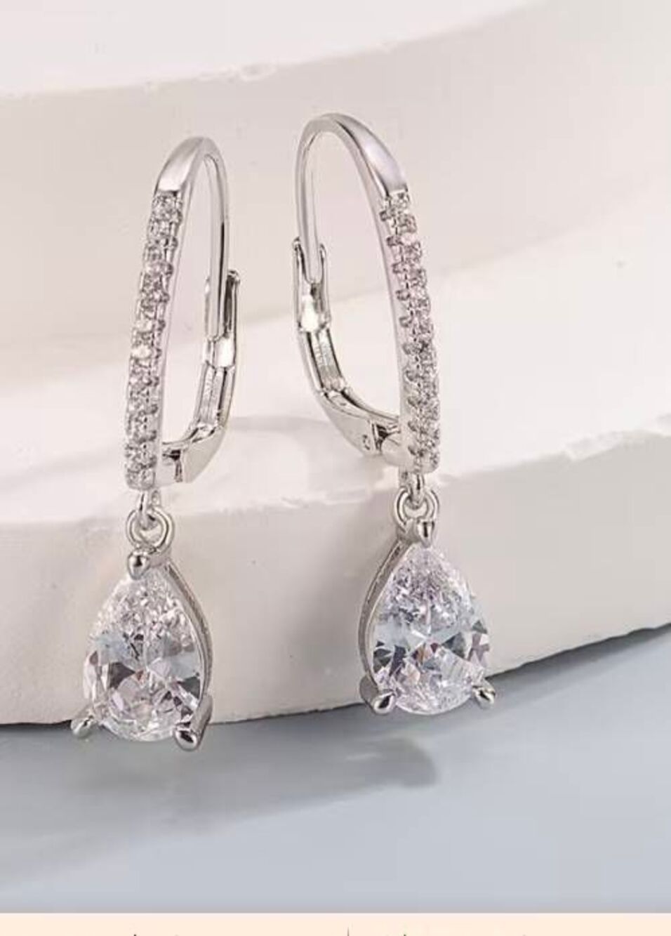CERTIFIED GRA 1.5Ct. Genuine Moissanite Diamond Pear Leverback Earrings